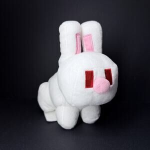 Minecraft White Rabbit Bunny Plush Stuffed Animal Mojang Mattel 9 In Red Eyes